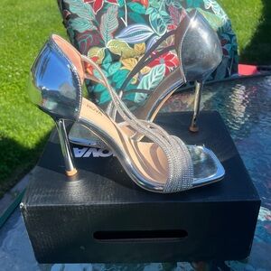 Fashion Nova Metallic Silver Heels